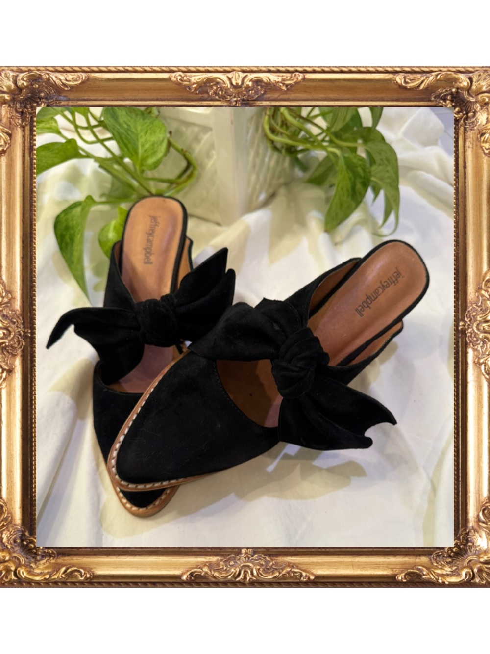 Jeffrey Campbell Black Pointed-Toe Bow Mules